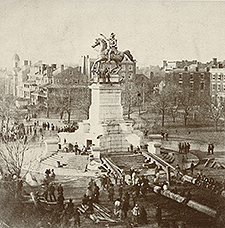 George Washington Equestrian Statue being erected circa 1850s.
